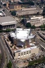 Aerial view, Walt Disney Concert Hall. Designed by Frank Gehry. Courtesy of the Los Angeles Philharmonic