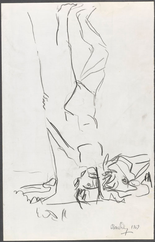 Georg Baselitz. Mann am Baum abwärts (Man on a Tree Downwards), 1968/69. Charcoal on paper. Presented to the British Museum by Count Christian Duerckheim. Reproduced by permission of the artist. © Georg Baselitz.