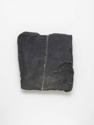 Lydia Gifford. Bearing, 2015. Wood, hessian, ink, oil stick, acrylic, 42 x 40 x 5 cm. Courtesy Laura Bartlett Gallery, London.