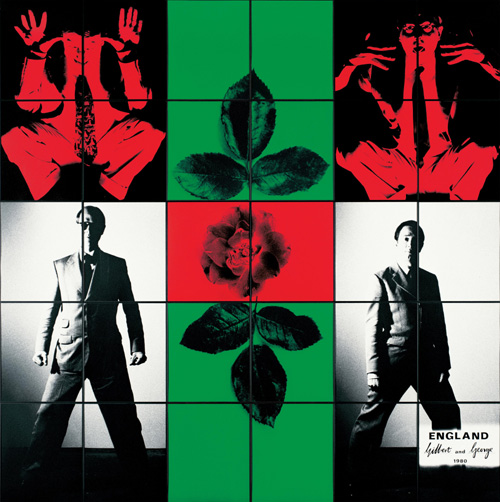 Gilbert & George. <em>England</em> 1980 Tate © The Artists Photographs, some hand-coloured, framed 3026 x 3026 mm