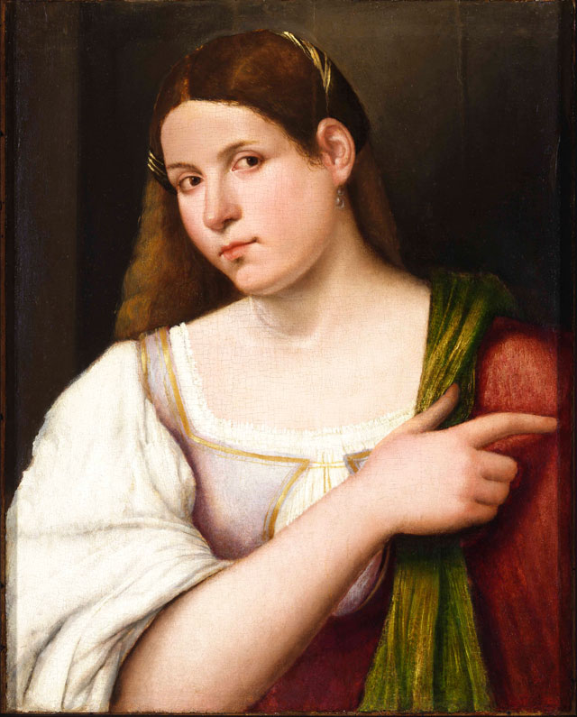 Giovanni Cariani, Portrait of a Young Woman . Oil on panel, 52.5 x 42.8 cm. Museum of Fine Arts, Budapest. Photograph © Museum of Fine Arts, Budapest.