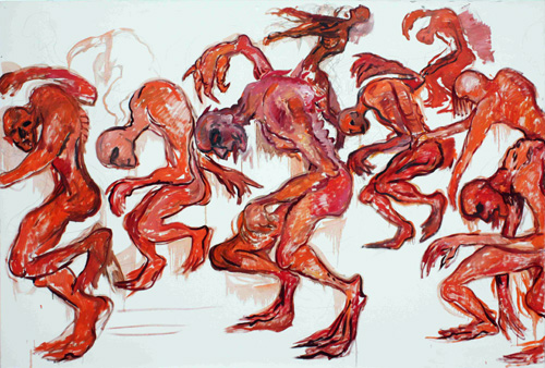 George Gittoes. Zombie Shuffle, 2009–2010. Oil on canvas, 200 cm x 300 cm.