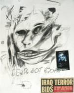 George Gittoes. Fear.com, 2002. Drawing: pencil, NY newspaper cutting, on paper, 72.5 cm x 57.5 cm. Collection of Artist.