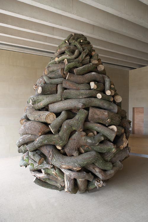 Andy Goldsworthy. <em>Stacked Oak</em>, 2007. Branches from trees being felled locally. Collected during the installation, with permission from Job Earnshaw & Bros Ltd. Photo: Jonty Wilde.