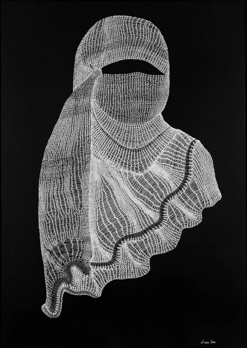 Irene Lees. Anonymity, 2014. Ink on chalkboard, 76 x 56.5 cm.