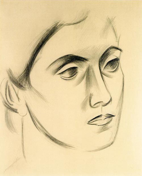 Arshile Gorky. <em>Portrait of Vartoosh, </em>1927. Pencil on card. Calouste Gulbenkian Foundation, Lisbon.