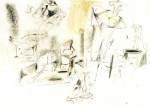 Arshile Gorky. <em>Study for The Calendars</em>, c. 1946. Pencil and colour crayon on paper, 48.3 x 63.5 cm. Calouste Gulbenkian Foundation, Lisbon.