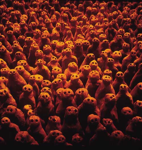 <em>Field for the British Isles</em>, 1993. A closer view of some of the 40,000 figures from Field for the British Isles. © Arts Council Collection, Hayward Gallery.