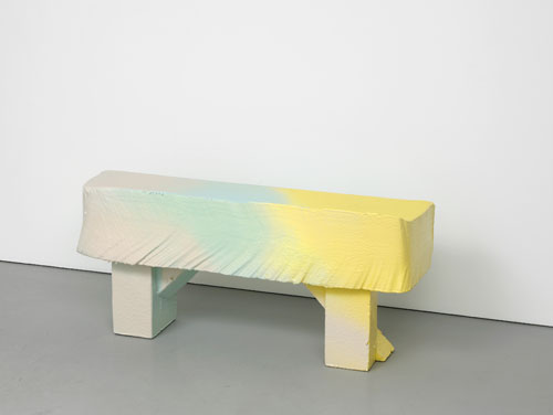 Max Lamb. Scrap Poly Bench 3 (Pastel Rainbow), 2014. Polystyrene, polyurethane rubber, 43 x 98 x 26 cm.