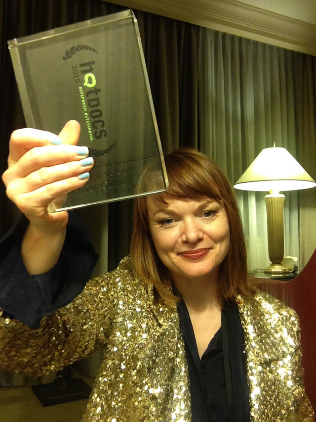 Karen Guthrie with her Hot Docs Best International Feature 2015 award.
