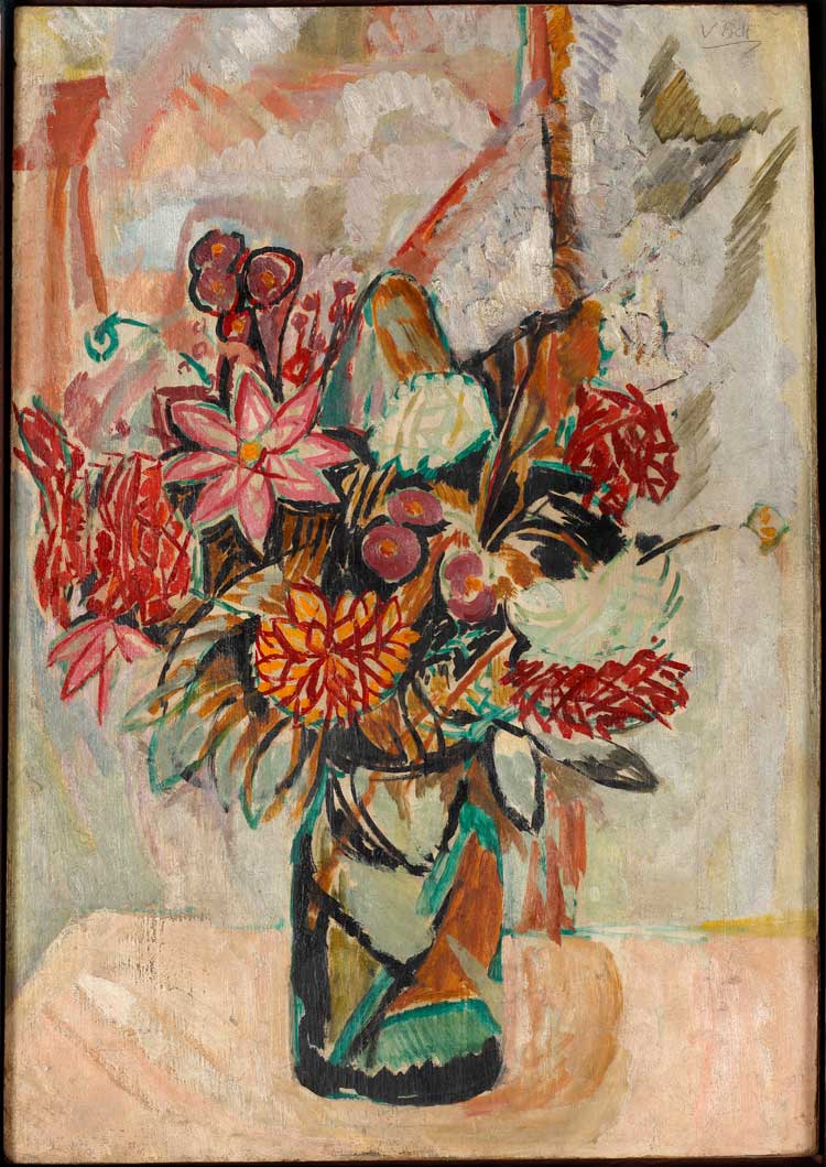 Vanessa Bell, Still-life of Dahlias, Chrysanthemums and Begonias, 1912. Oil on canvas. Courtesy Philip Mould and Company.