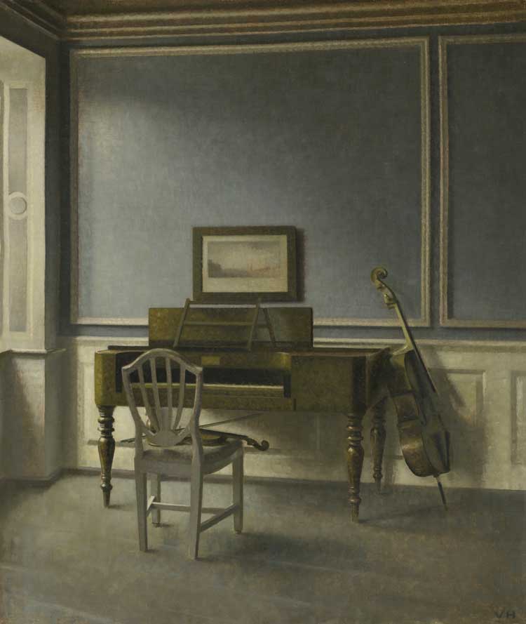 Vilhelm Hammershøi, Interior, The Music Room, Strandgade 30, 1907. Oil on canvas, 70 x 59 cm. The Art Institute of Chicago, Joseph Winterboatham Collection. © The Art Institute of Chicago.