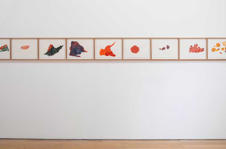 Ilana Halperin, 20 Years with Eldfell, 2023. Watercolour on Fabriano Paper, 20 works. Courtesy the artist and Patricia Fleming Gallery. Photo: Ruth Clark.