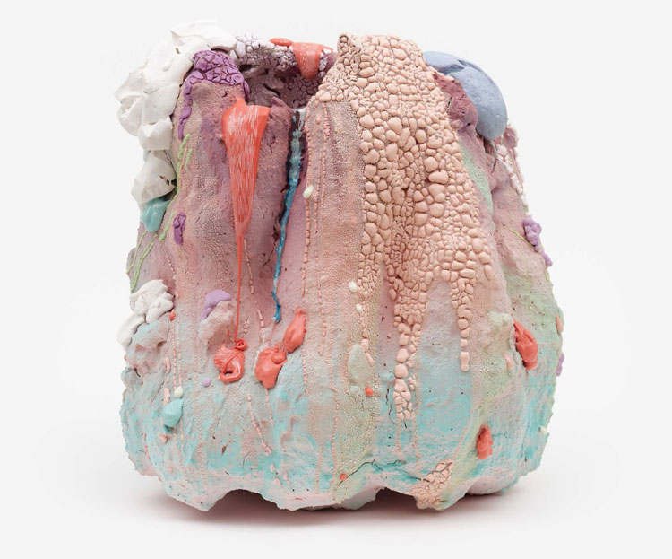 Brian Rochefort, Haze, 2025. Ceramic, glaze, glass fragments. 20 × 21 × 22 in. (50.8 × 53.3 × 55.9 cm). Courtesy Sean Kelly Gallery. Photo: Marten Elder.
