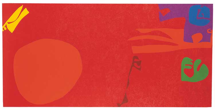 Patrick Heron, Long Cadmium, with Ceruleum in Violet (Boycott), 1977. Oil on canvas, 198.1 × 396.2 cm (78 × 156 in). © The Estate of Patrick Heron.
