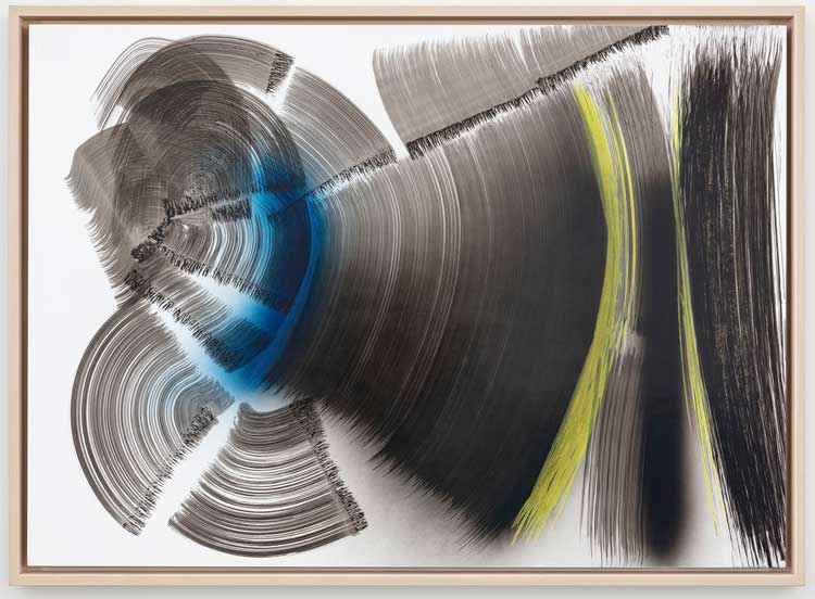 Hans Hartung, P1971-A72, 1971. Ink and acrylic on cardboard, 74.5 x 104.5 cm. © Hans Hartung / ADAGP, Paris 2026. Photo: Claire Dorn. Courtesy of Fondation Hartung Bergman and Perrotin.