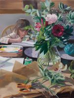 Caroline Walker, Kitchen Table, 2025. Oil on canvas. © Caroline Walker, Courtesy the Artist; GRIMM, Amsterdam / New York / London; Ingleby Gallery, Edinburgh; and Stephen Friedman Gallery, London and New York Photo: Isla Macer Law.