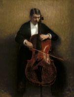 Vilhelm Hammershøi, The Cello Player, Portrait of Henry Bramsen, 1893. Oil on canvas, 142 x 105.5 cm. Kunstmuseum Brandts, Odense. Photo: © Kunstmuseum Brandts.