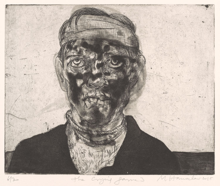 Marcelle Hanselaar, He had nothing more to say, 2015. Etching and aquatint. No.3 from the set The Crying Game. © Marcelle Hanselaar.