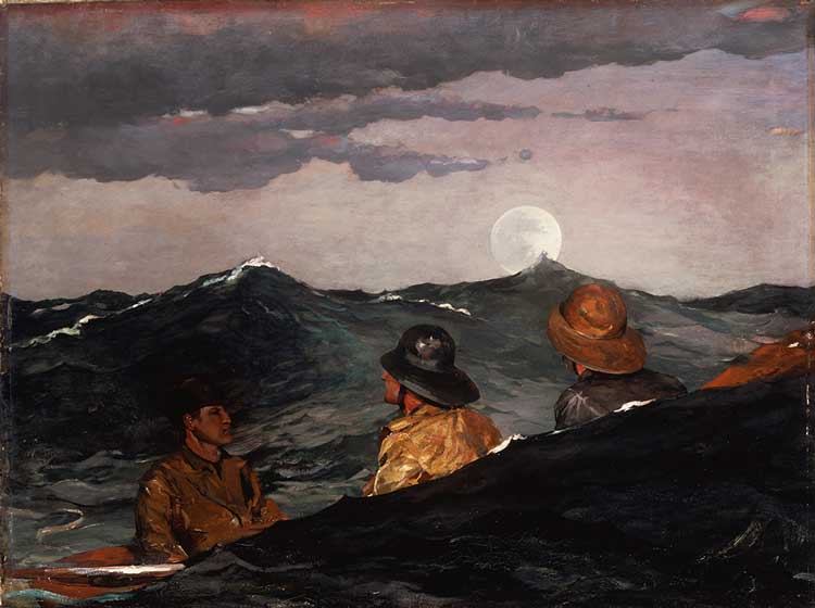 Winslow Homer. Kissing the Moon, 1904. Oil on canvas, 76.8 x 101.6 cm. Addison Gallery of American Art, Phillips Academy, Andover, Massachusetts. Bequest of Candace C. Stimson, 1946.19. © Addison Gallery of American Art, Phillips Academy, Andover, Massachusetts.