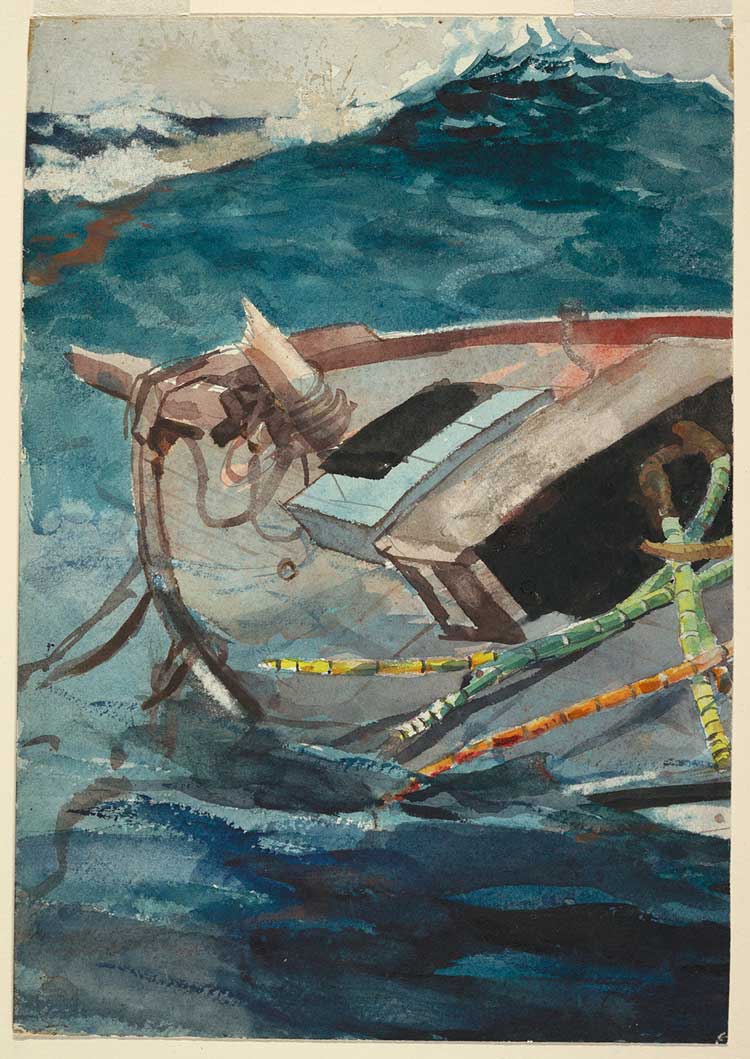Winslow Homer. Study for The Gulf Stream, 1898-99. Brush and watercolour black chalk on paper, 36.8 x 25.6 cm. Cooper-Hewitt, National Design Museum, Smithsonian Institution TBC. Gift of Charles Savage Homer, Jr. 1912-12-36. © Cooper-Hewitt, National Design Museum, Smithsonian Institution TBC.