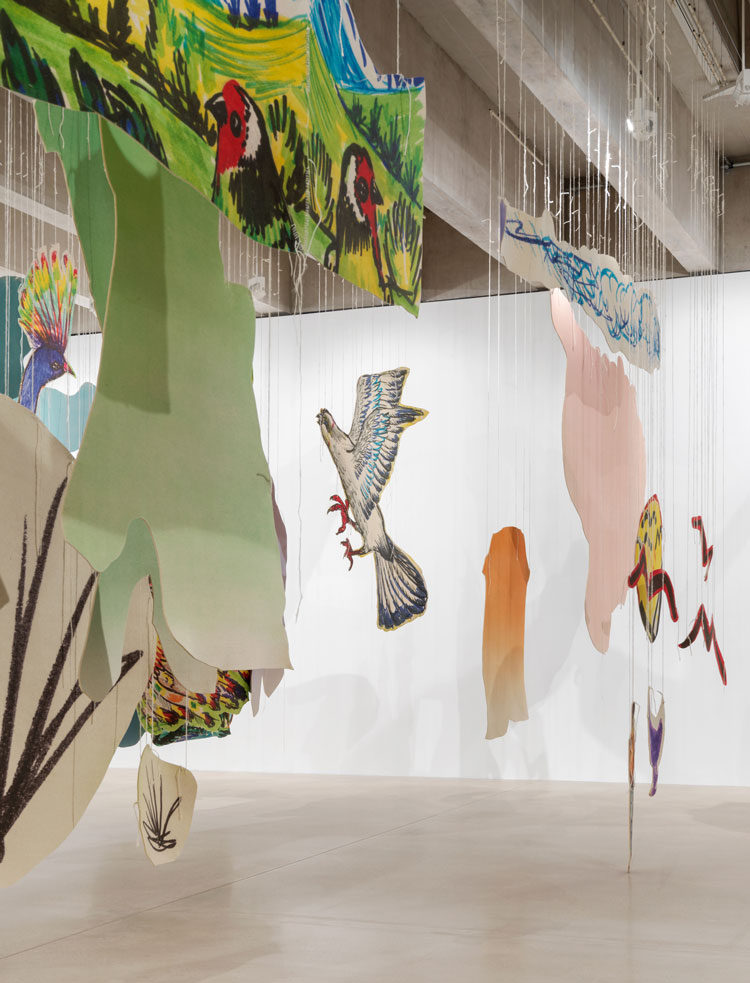 Petrit Halilaj: Very volcanic over this green feather, installation view at Tate St Ives, 2021. Photo: Tate Photography (Matt Greenwood).