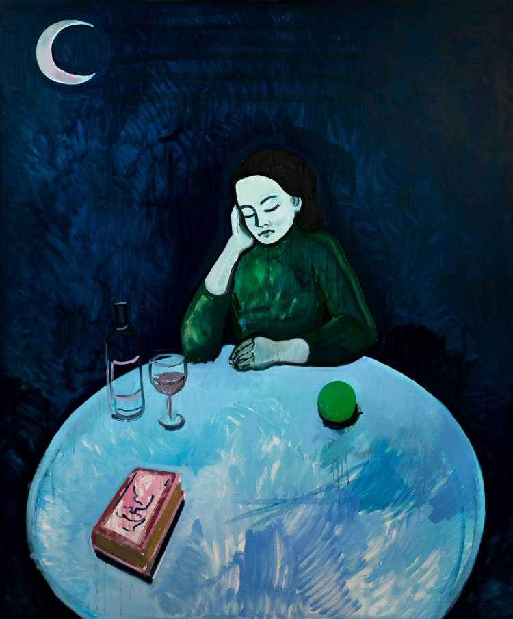 Nancy Cadogan. Under The Crescent Moon, 2021. Oil on canvas, 180 x 150 cm. Copyright the artist.