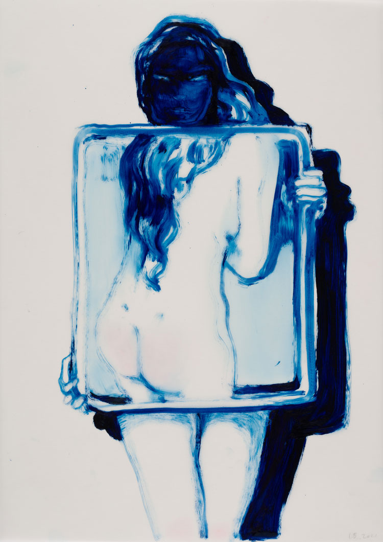 Lisa Brice, Untitled, 2021. Oil on tracing paper, 41.9 x 29.6 cm. Framed: 50.8 x 38cm. Copyright Lisa Brice. Courtesy the artist; Stephen Friedman Gallery, London and Salon 94, New York.