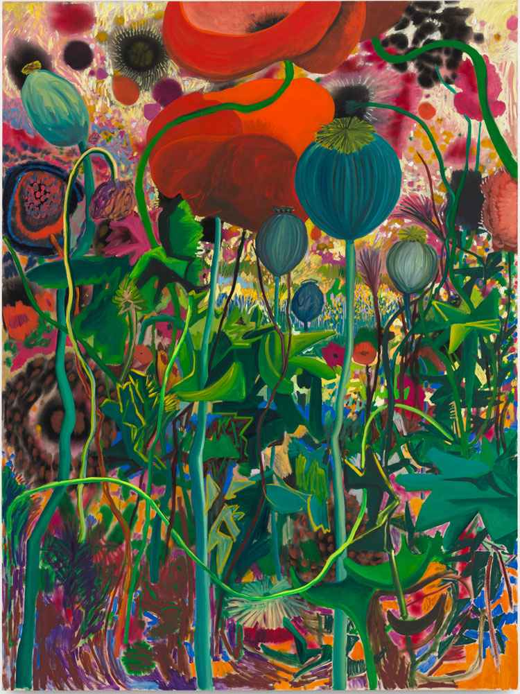 Shara Hughes, Pop, 2021. Oil and dye on canvas, 243.8 x 182.9 cm (96 x 72 in). Courtesy of the artist and Pilar Corrias, London.