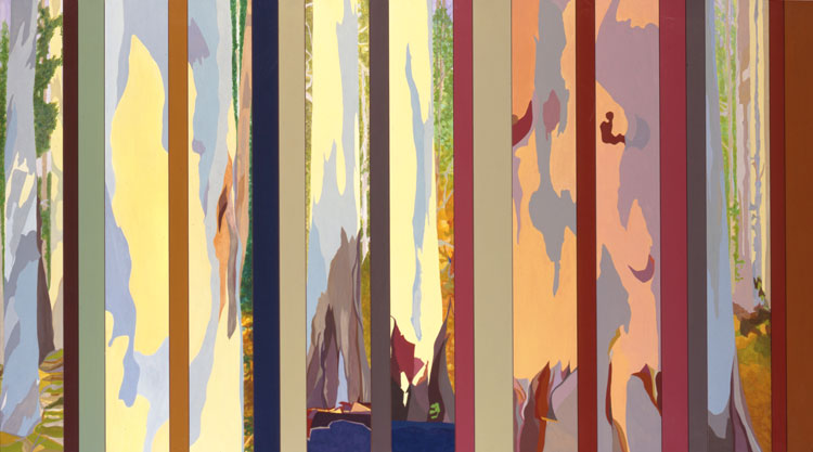 Philip Hughes. In the Blue Gum Forest I, 1995. Acrylic on board, 120 x 220 cm. Image courtesy the artist.