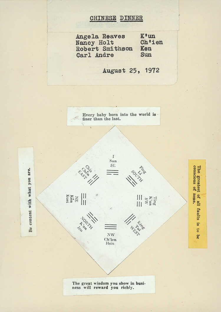 Nancy Holt, Chinese Dinner, 1972. Collage and ink on paper, 21.6 × 15.6 cm. © Holt/Smithson Foundation, Licensed by VAGA at ARS, New York.