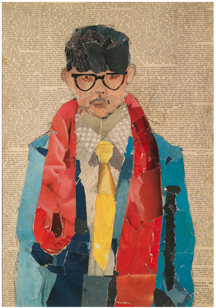 David Hockney. Self Portrait, 1954. Collage on newsprint, 16 ½ x 11 ¾ in. © David Hockney. Photo: Richard Schmidt, Collection Bradford Museums & Galleries, Bradford, UK.