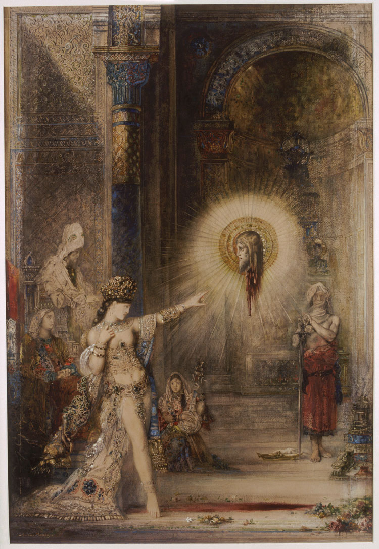 Gustave Moreau, The Apparition, 1876. Watercolour, 106 x 72.2 cm. Paris, Musée d'Orsay, conservé au département des Arts Graphiques du Musée du Louvre Don de Charles Ayem, 1898 © RMN-Grand Palais (Musée d'Orsay) / Jean-Gilles Berizzi.