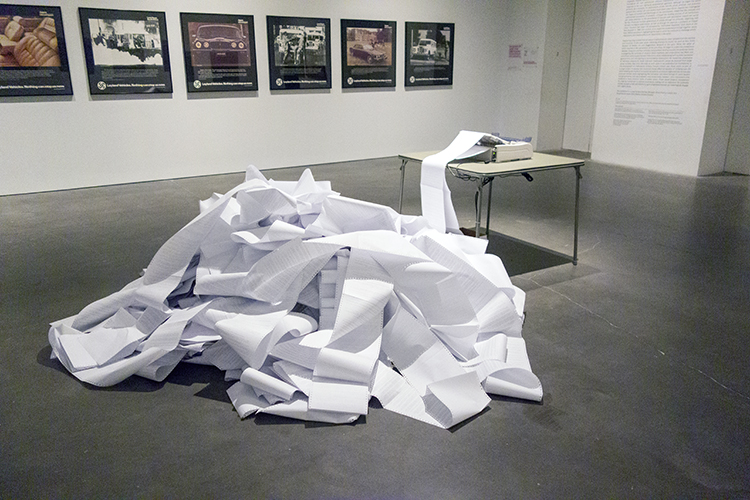 Hans Haacke, News, 1969/2008. RSS newsfeed, paper, and printer. Dimensions and choice of news source variable. Photo: Antonio Rivera.