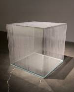 Hans Haacke, Condensation Cube, 1963-65. Clear acrylic, distilled water, and climate in area of display, 12 x 12 x 12 in. Photo: Antonio Rivera.