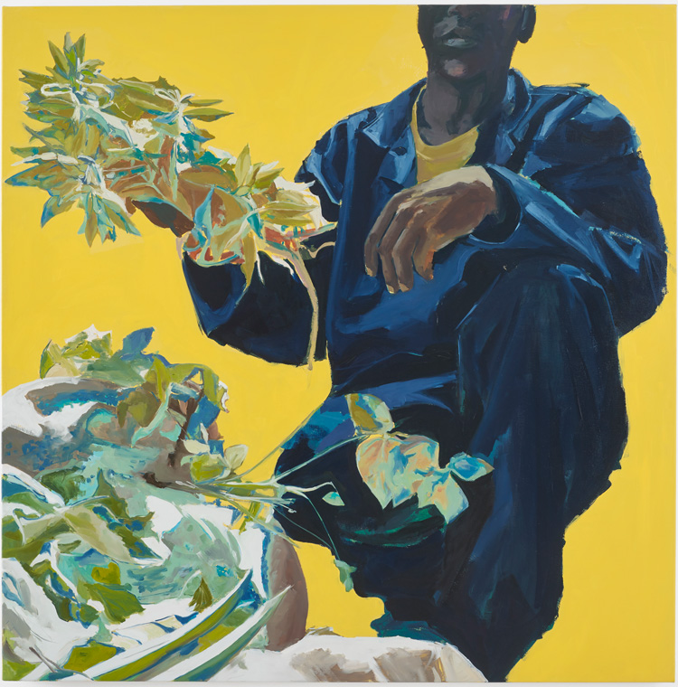 Kudzanai-Violet Hwami, Medicine Man, 2019. Oil on canvas. 120 x 120 cm. Commissioned by Gasworks courtesy of the artist and Tyburn Gallery. Photo: Andy Keate.