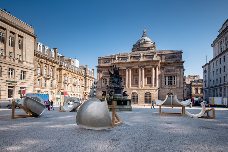 Holly Hendry, Cenotaph, 2018. Installation view at Exchange Flags, Liverpool Biennial 2018. Photo: Pete Carr/Thierry Bal.