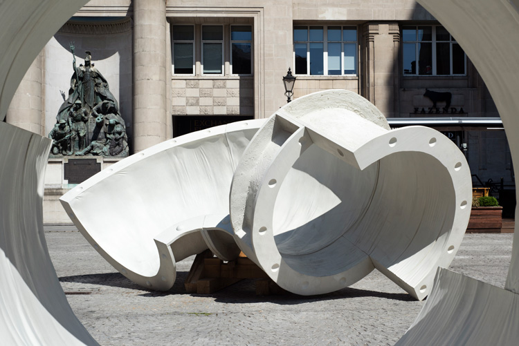 Holly Hendry, Cenotaph, 2018. Installation view at Exchange Flags, Liverpool Biennial 2018. Photo: Pete Carr/Thierry Bal.