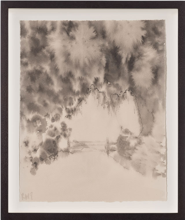 Rachel Howard. Walkway, 2019. Ink on paper, 30.5 x 25.5 cm (12 x 10 in). Image courtesy of the artist and Blain | Southern. Photo: Prudence Cumming.