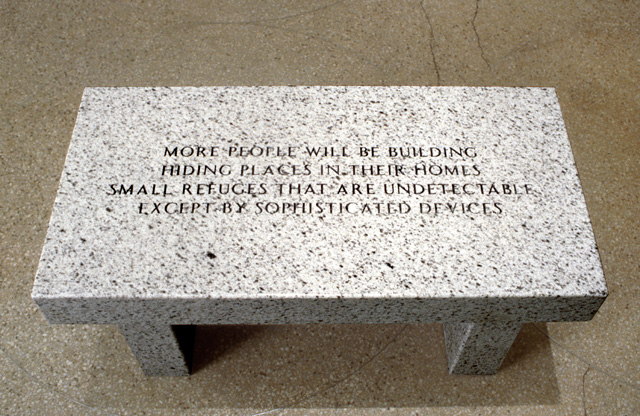 Jenny Holzer. Living: More people will be building hiding places..., 1989. © 1989 Jenny Holzer, member Artists Rights Society (ARS), NY. Photo: David Heald.