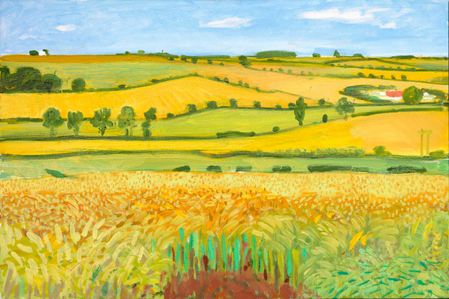 David Hockney. Woldgate Vista, 27 July 2005. Oil on canvas, 24 x 36 in. © David Hockney. Photo: Richard Schmidt.