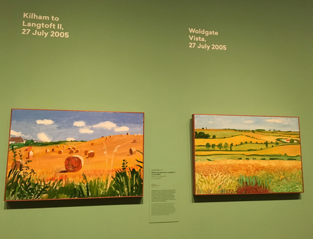 David Hockney, early oil landscapes, installation view, 
Hockney – Van Gogh: The Joy of Nature. Photo: Veronica Simspon.