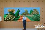 David Hockney painting May Blossom on the Roman Road, 2009. © David Hockney. Photo: Jean-Pierre Gonçalves de Lima.