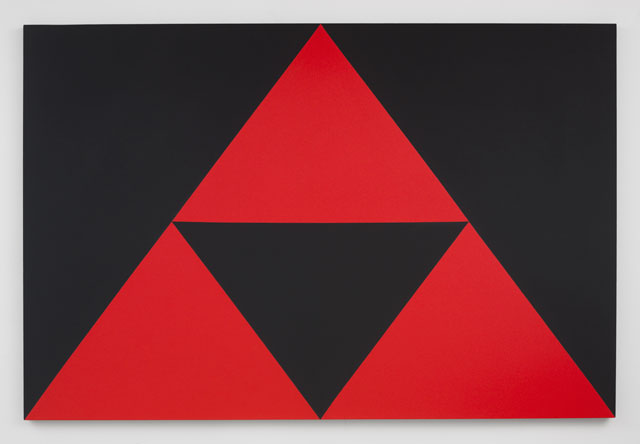 Carmen Herrera. 3 Red Triangles, 2016. Acrylic on canvas, 182.9 x 121.9 cm (72 x 48 in). © Carmen Herrera; Courtesy Lisson Gallery.
