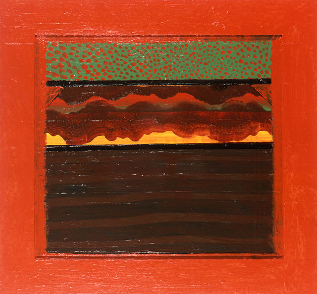 Howard Hodgkin. Bombay Sunset, 1972–73. Oil on wood, 44.5 x 98 cm. © Howard Hodgkin. Courtesy the artist and Gagosian.