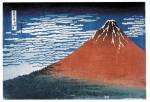 Clear day with a southern breeze (‘Red Fuji’) from Thirty-six Views of Mt Fuji. Colour woodblock, 1831. © The Trustees of the British Museum.