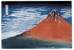 Clear day with a southern breeze (‘Red Fuji’) from Thirty-six Views of Mt Fuji. Colour woodblock, 1831. © The Trustees of the British Museum.