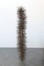 Jay Heikes. Ickly, 2010. Dyed porcupine quills and wood, 57 x 14 x 15 in (144.8 x 35.6 x 38.1 cm). Courtesy of the artist and Marianne Boesky Gallery, New York and Aspen. © Jay Heikes. Photograph: Jason Wyche.