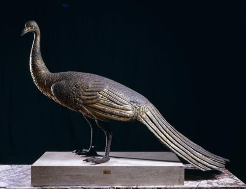 Peacock made of gilded bronze, thought to have stood on a fence surrounding Hadrian’s Mausoleum, AD 117–138. On loan from the Musei Vaticani, Rome. © Musei Vaticani / Alessandro Bracchetti.