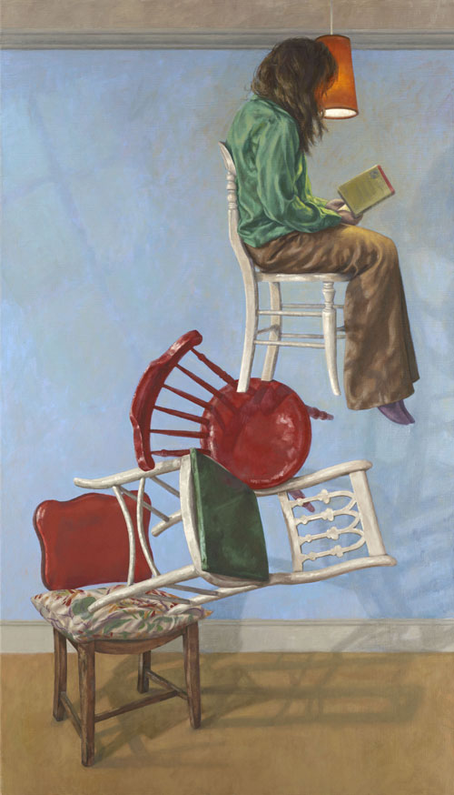 Roxana Halls. A Little Light Reading, 2012. Oil on linen, 140 x 80 cm. © the artist.